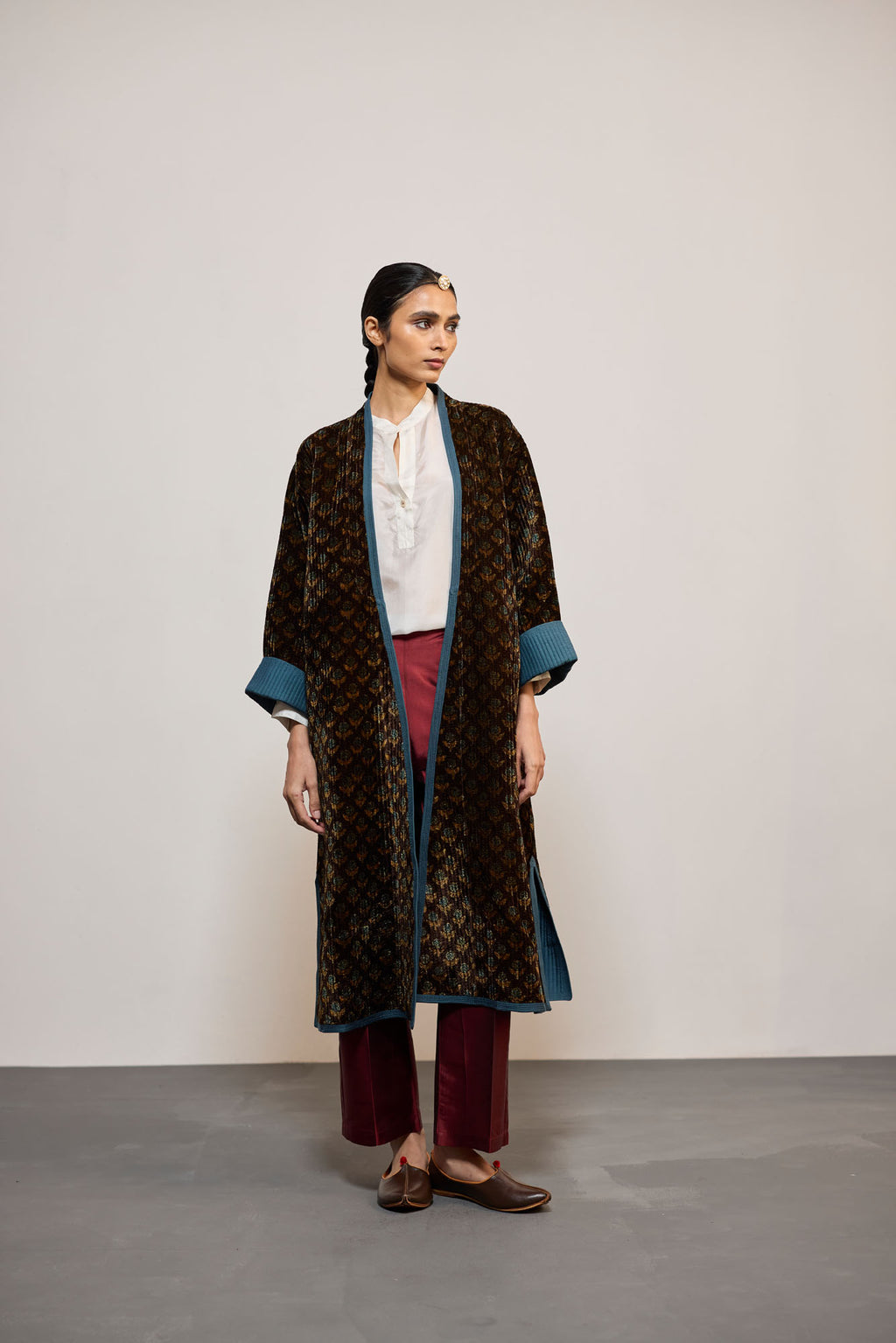 AJA VELVET  PRINTED TEAL REVERSIBLE (JACKET)