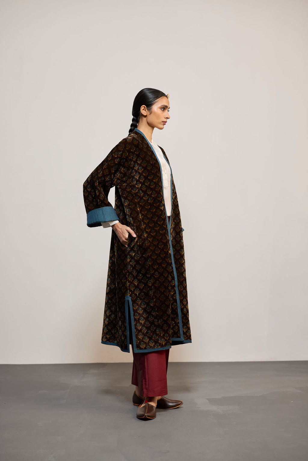 AJA VELVET  PRINTED TEAL REVERSIBLE (JACKET)
