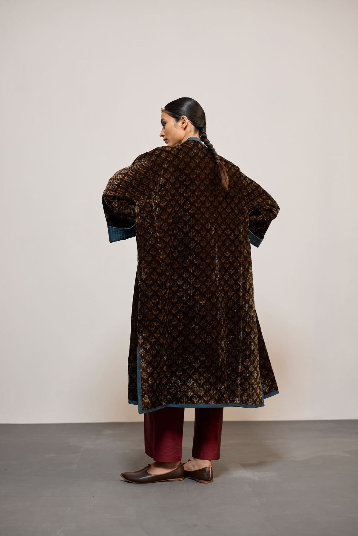 AJA VELVET  PRINTED TEAL REVERSIBLE (JACKET)