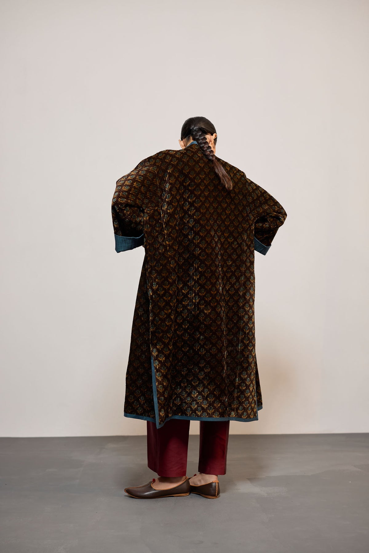 AJA VELVET  PRINTED TEAL REVERSIBLE (JACKET)