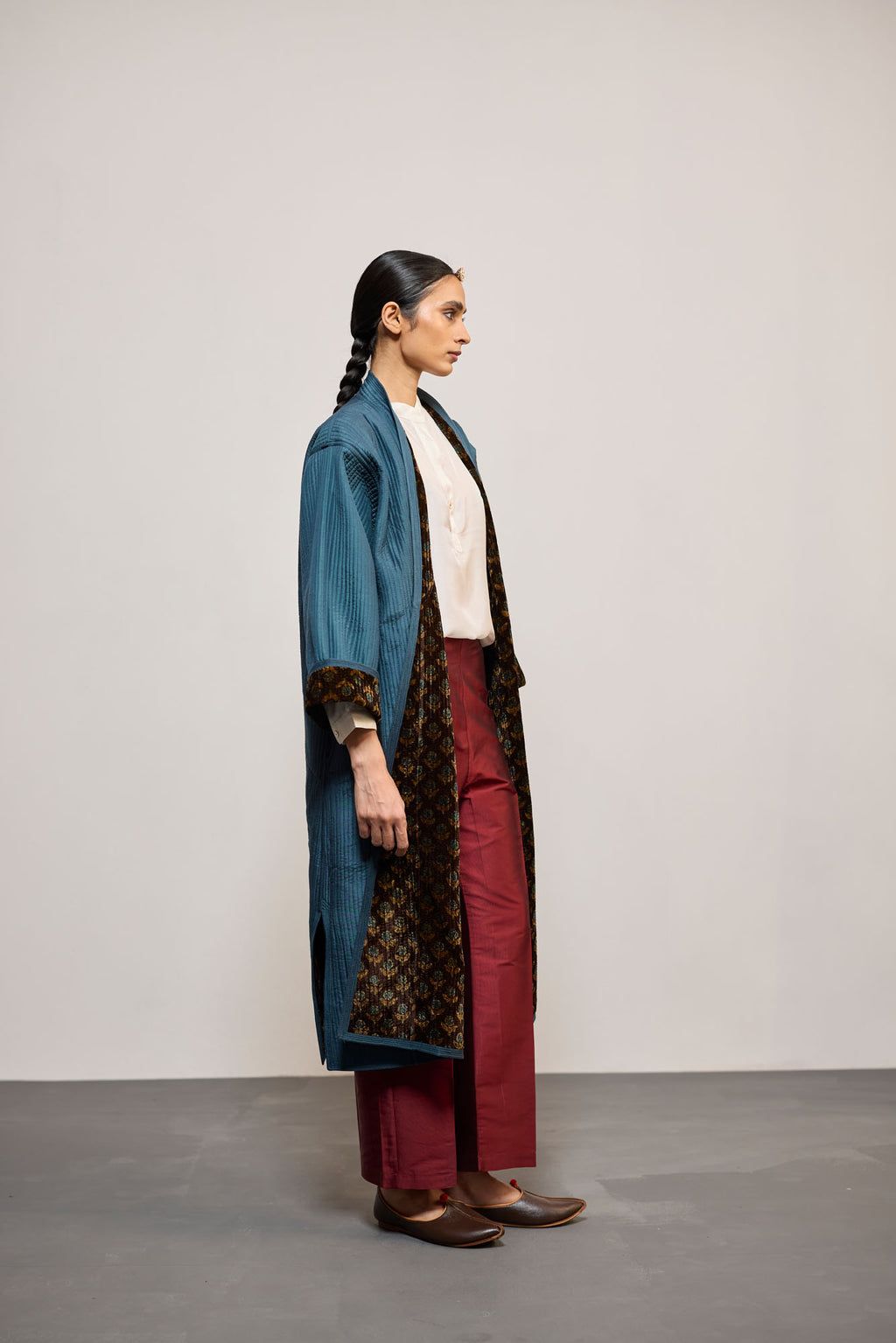 AJA VELVET  PRINTED TEAL REVERSIBLE (JACKET)