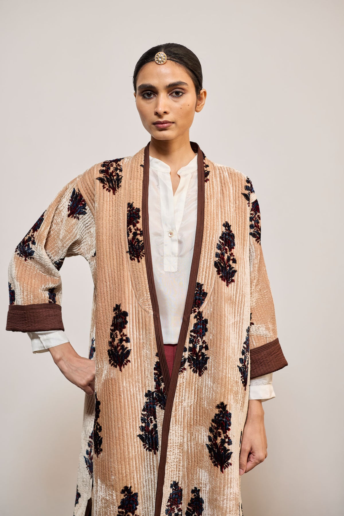 AJA VELVET PRINTED BROWN  REVERSIBLE (JACKET)