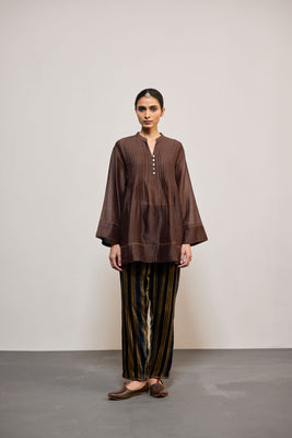 PINTUCK CHANDERI BROWN (TOP)