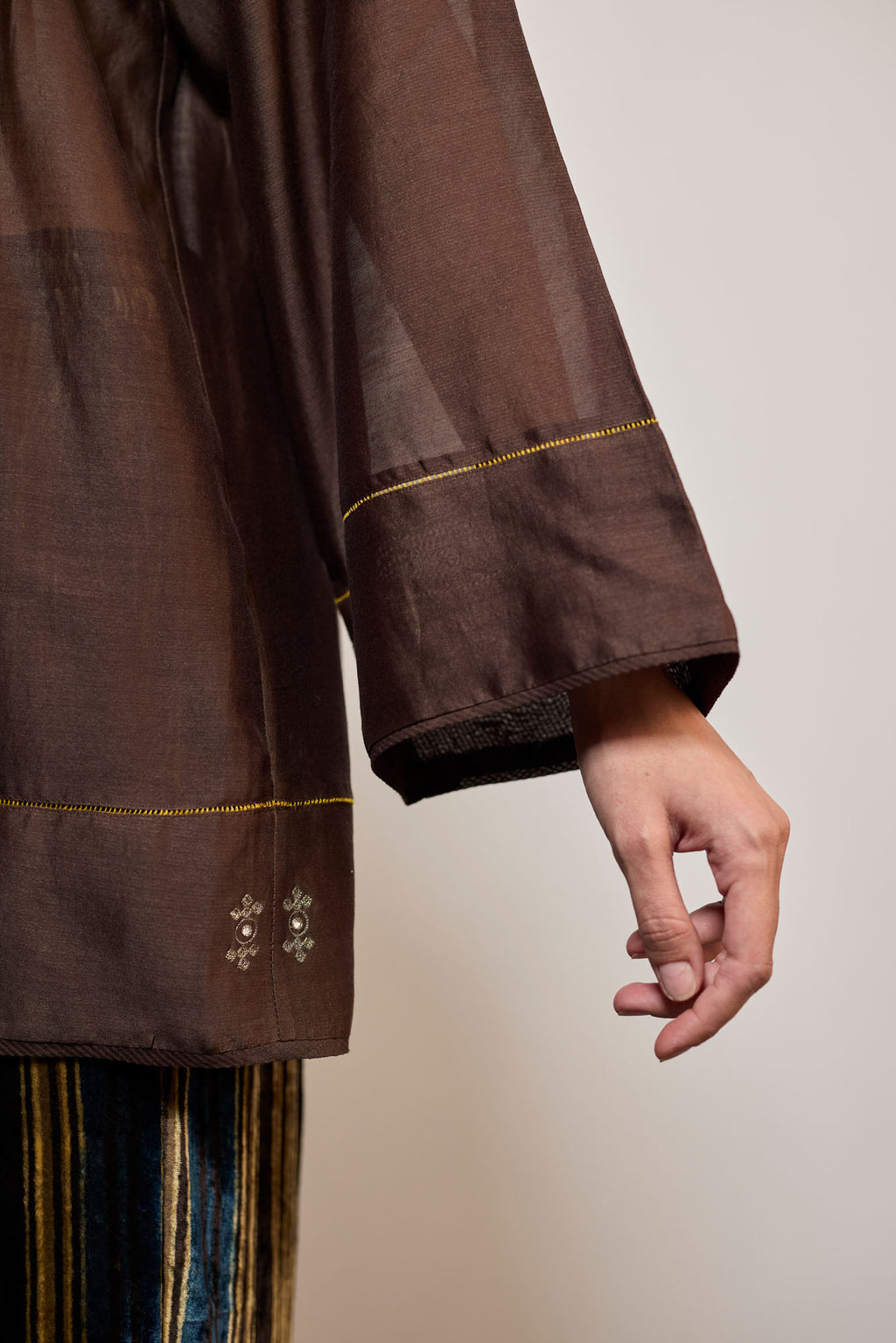 PINTUCK CHANDERI BROWN (TOP)