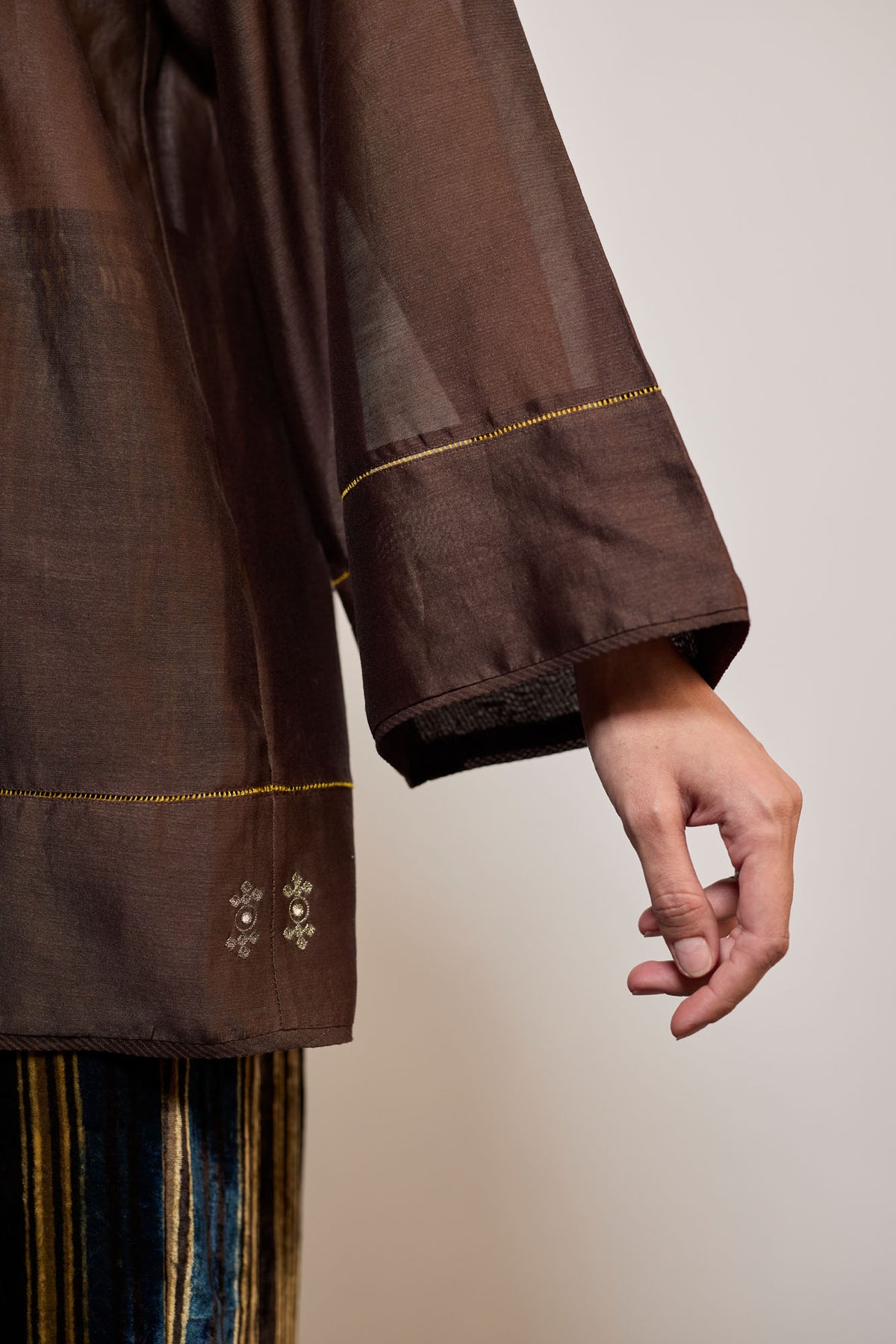PINTUCK CHANDERI BROWN (TOP)