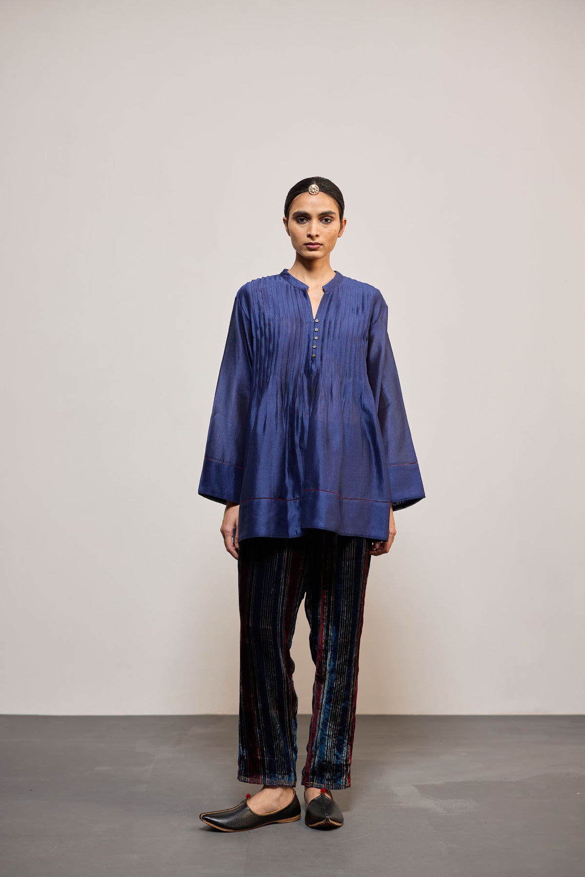 NAVY DHARI VELVET (PANT)