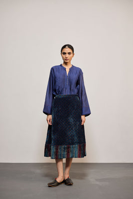 QUILTED VELVET INDIGO (SKIRT)