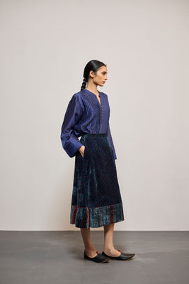 QUILTED INDIGO SKIRT